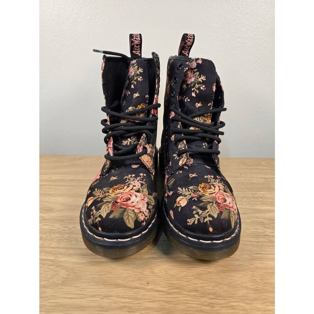 Dr Martens Docs 1460 Victorian Flowers 8 Eye Boots Black Pink Canvas Size 7 - Picture 3 of 7